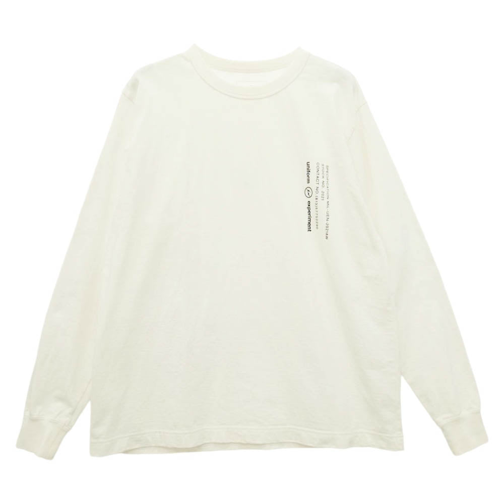 uniform experiment ユニフォームエクスペリメント FRAGMENT DESIGN フラグメントデザイン 20AW UE-202065 L/S WIDE MIL TEE ホワイト系 2【中古】