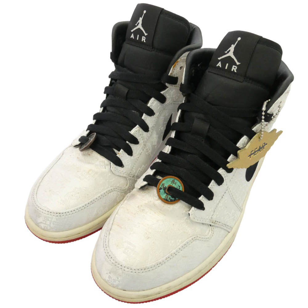 NIKE ナイキ CU2804-100 x CLOT クロット Air Jordan 1 Mid SE Fearless AJ1 ミッド フィアレス スニーカー シルバー系 ブラック系 27cm【中古】