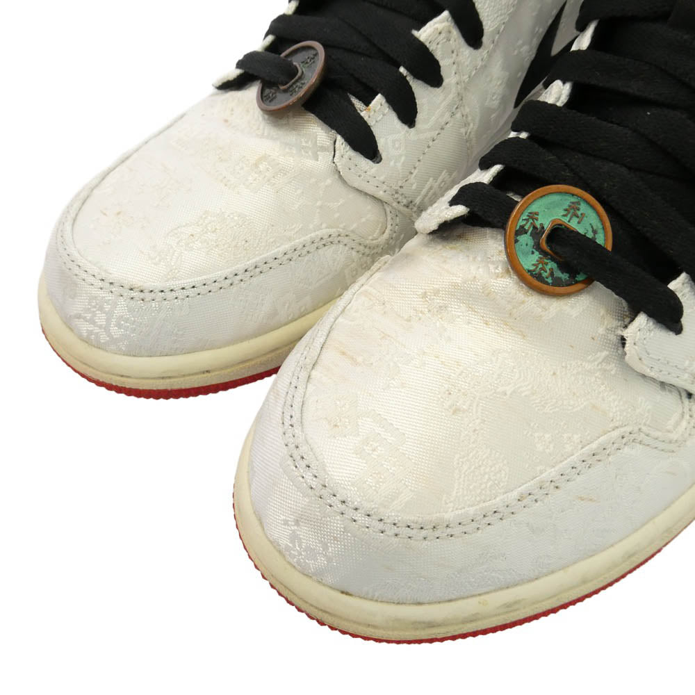 NIKE ナイキ CU2804-100 x CLOT クロット Air Jordan 1 Mid SE Fearless AJ1 ミッド フィアレス スニーカー シルバー系 ブラック系 27cm【中古】