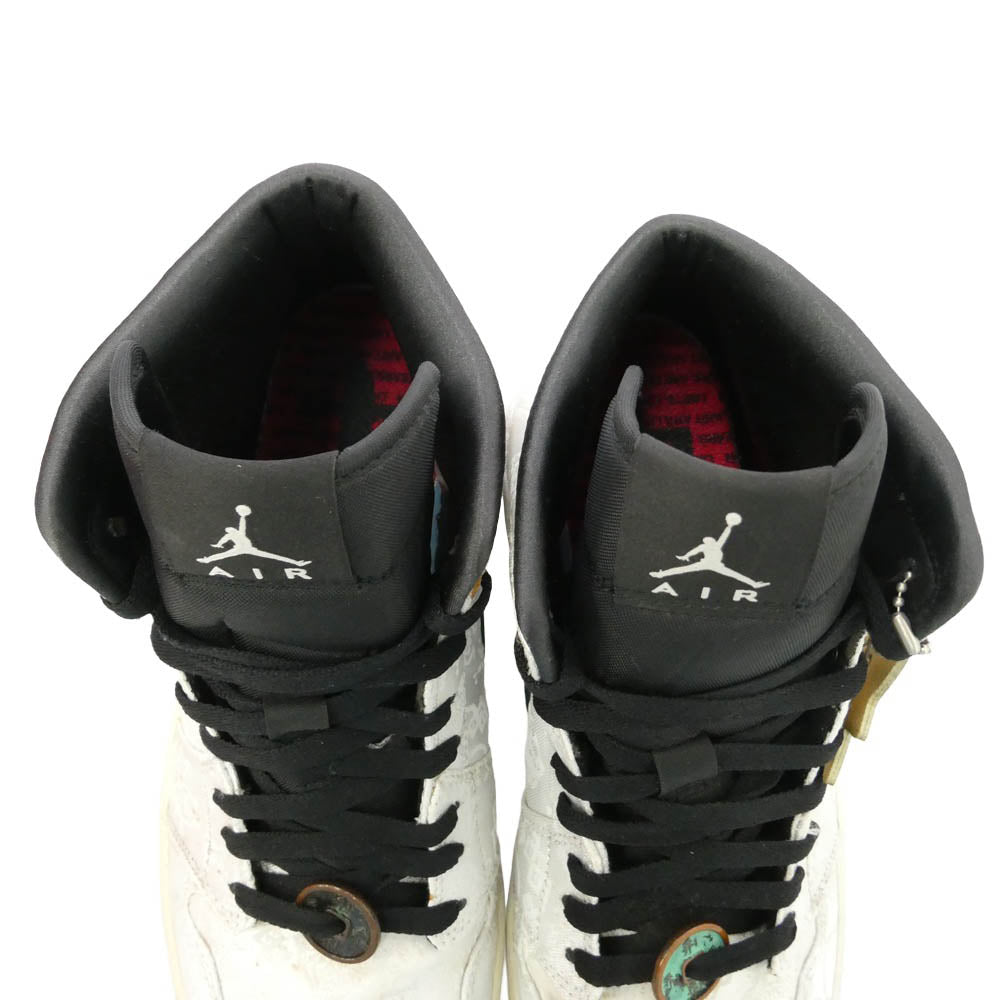 NIKE ナイキ CU2804-100 x CLOT クロット Air Jordan 1 Mid SE Fearless AJ1 ミッド フィアレス スニーカー シルバー系 ブラック系 27cm【中古】
