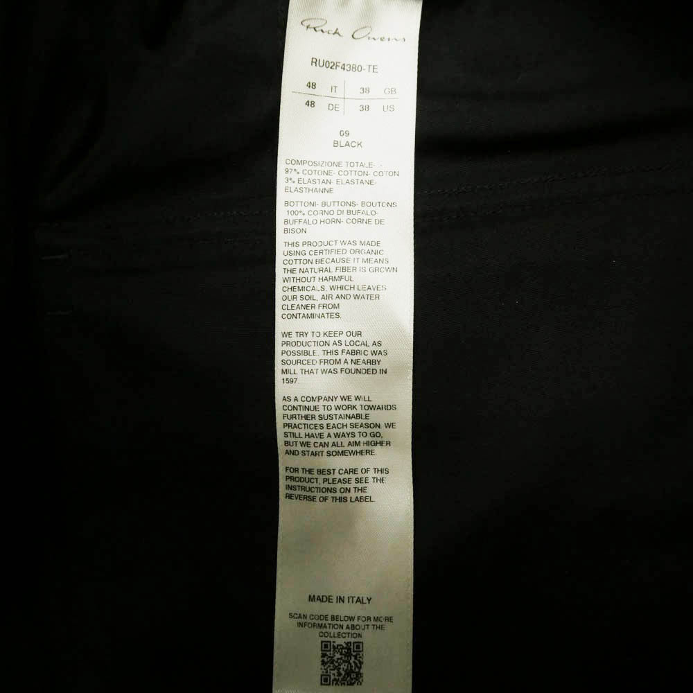 Rick Owens リックオウエンス 26AW RU02F4380-TE Cotton Poplin Drawstring Long コットン ポプリン ドローストリング ロング パンツ ブラック系 IT48【中古】