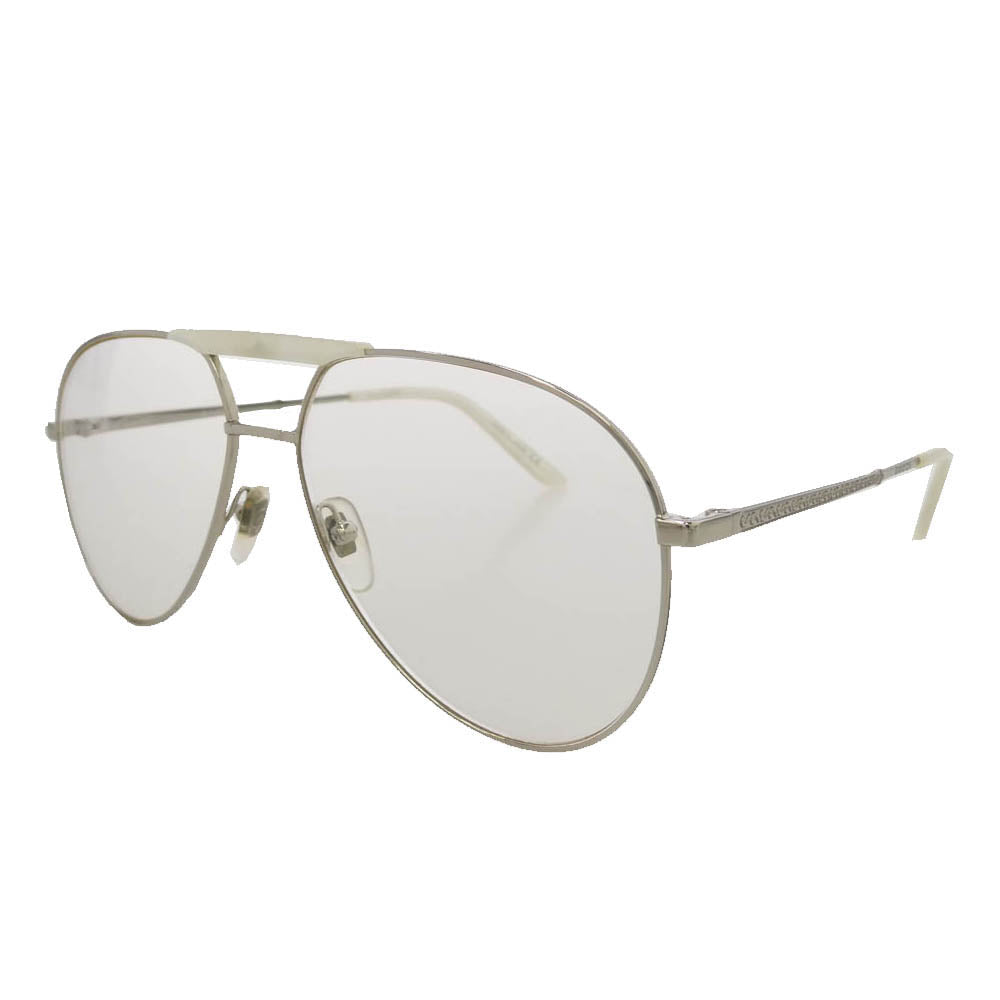 GUCCI グッチ GG0242S ティアドロップ アビエーター メガネ 眼鏡 アイウェア シルバー系 ホワイト系 59□15-145【中古】