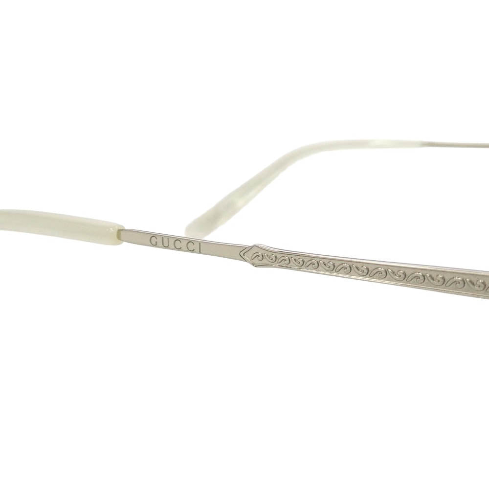 GUCCI グッチ GG0242S ティアドロップ アビエーター メガネ 眼鏡 アイウェア シルバー系 ホワイト系 59□15-145【中古】
