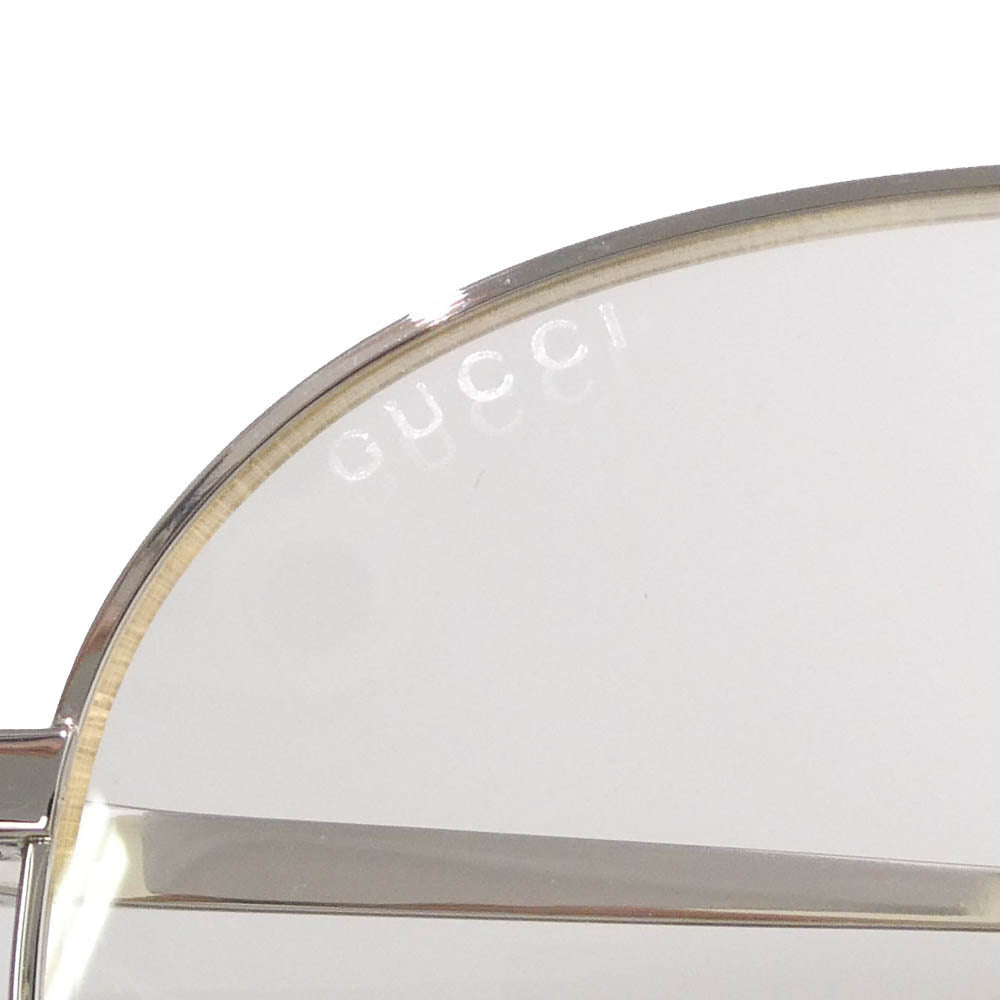 GUCCI グッチ GG0242S ティアドロップ アビエーター メガネ 眼鏡 アイウェア シルバー系 ホワイト系 59□15-145【中古】