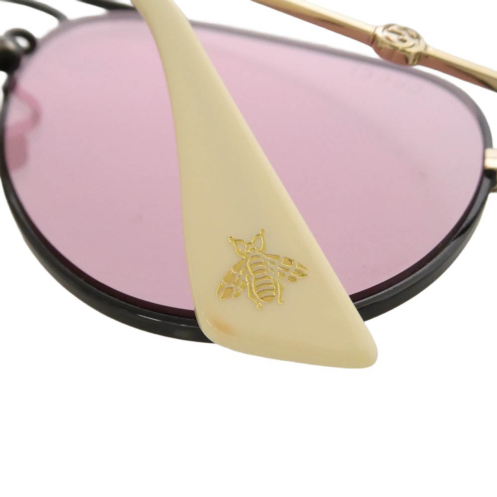 GUCCI グッチ GG0515S ティアドロップ アビエーター ピンクレンズ サングラス アイウェア ピンク系 ブラック系 60□14-145【中古】