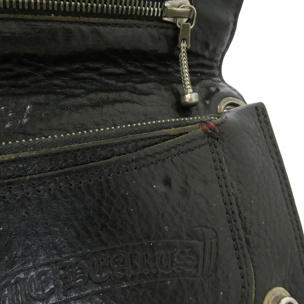 CHROME HEARTS クロムハーツ（原本有） 2ZIP 2ジップ クロスボールボタン レザーウォレット 財布 ブラック系【中古】