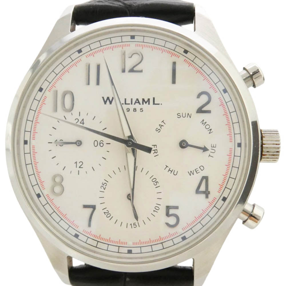 ウィリアムエル WLAC03BOCN Vintage Style Calendar ヴィンテージスタイルカレンダー 腕時計 ブラック系【中古】