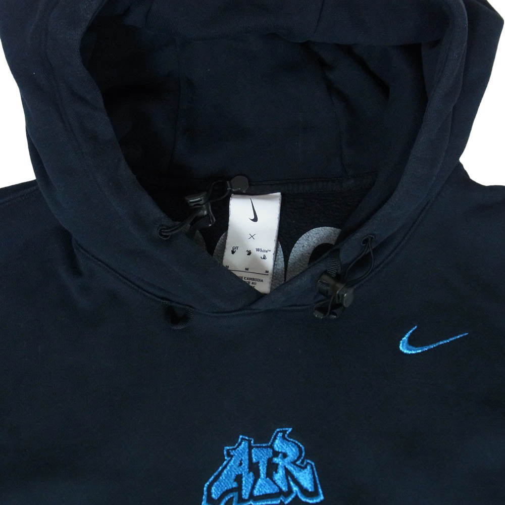 OFF-WHITE オフホワイト NIKE ナイキ × NIKE ナイキ DN1760-010 AS M NRG OFF-WHITE FLC HOODIE ロゴプリント プルオーバー フーディー パーカー スウェット ネイビー系 M【中古】