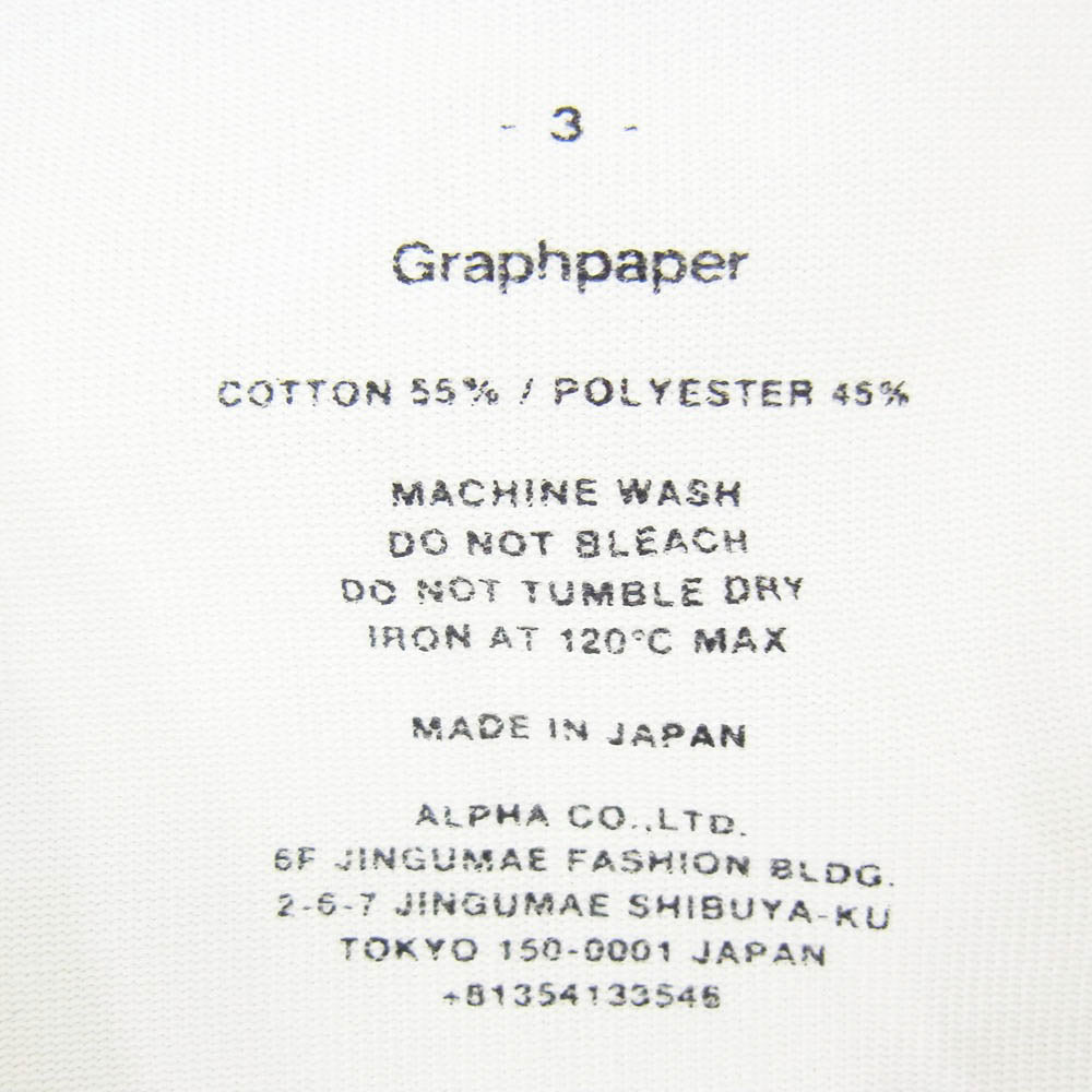 GRAPHPAPER グラフペーパー クルーネック 丸首 ショートスリーブ 無地 半袖 Tシャツ ホワイト系 3【中古】