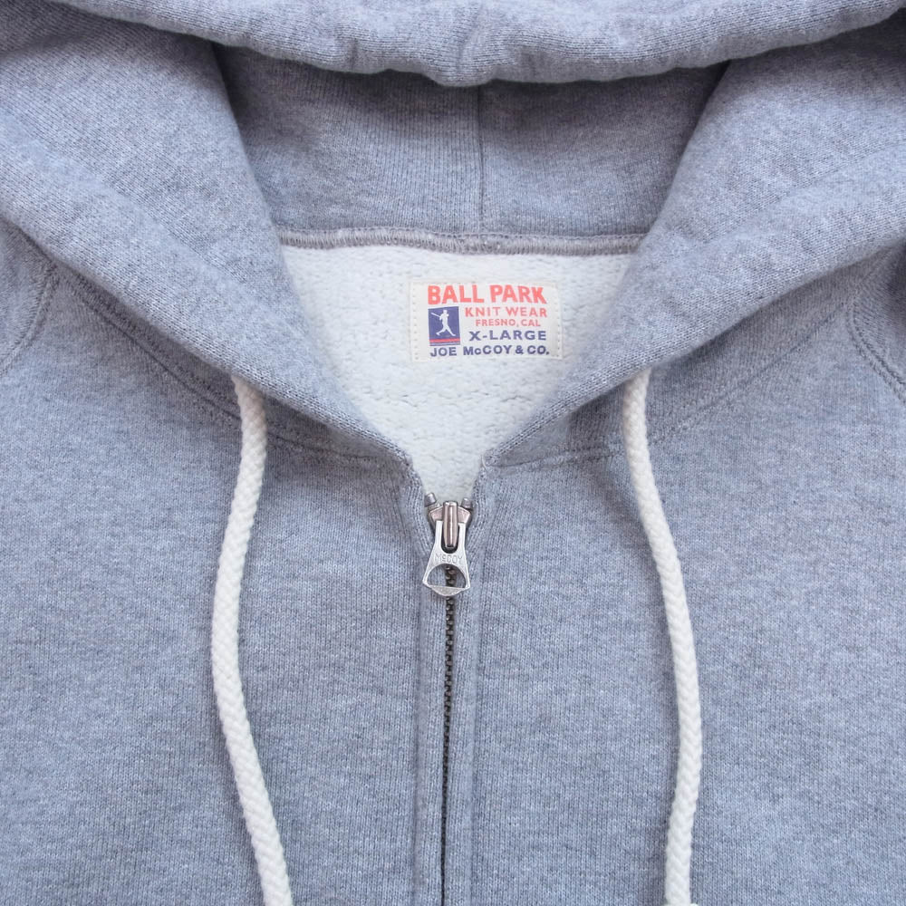 The REAL McCOY'S ザリアルマッコイズ BALL PARK F/Z HOODED SWEATSHIRT ジップ アップ スウェットシャツ パーカー グレー系 XL【中古】