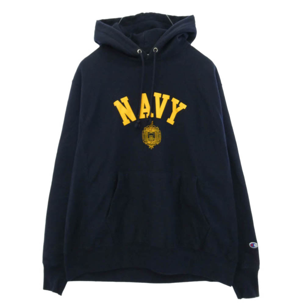 Champion チャンピオン CS3051 Reverse Weave USNA Hoodie Sweatshirt リバースウィーブ フーディー プルオーバー パーカー ネイビー系 XXL【中古】
