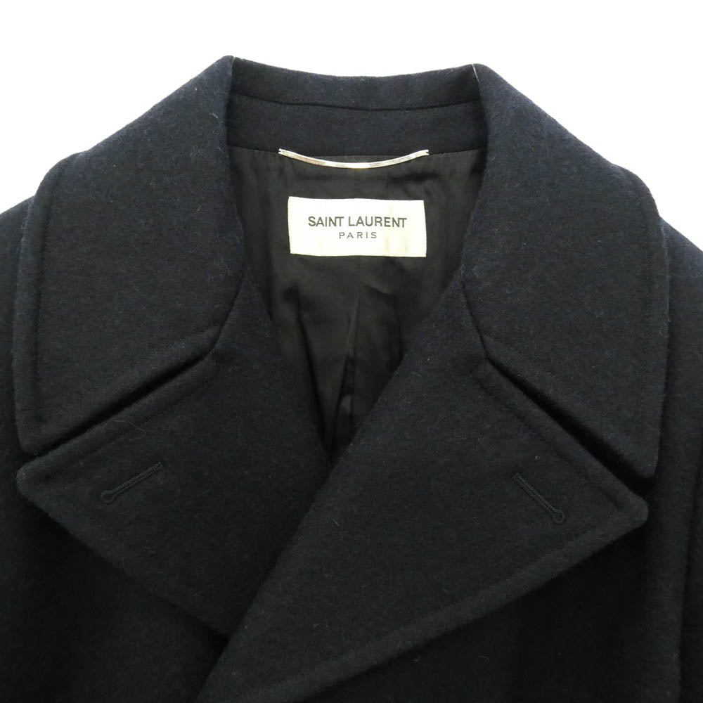 SAINT LAURENT サンローラン 343626 Y980F エディ期 WOOL PEA COAT ウール メルトン ピーコート ネイビー系 48【中古】