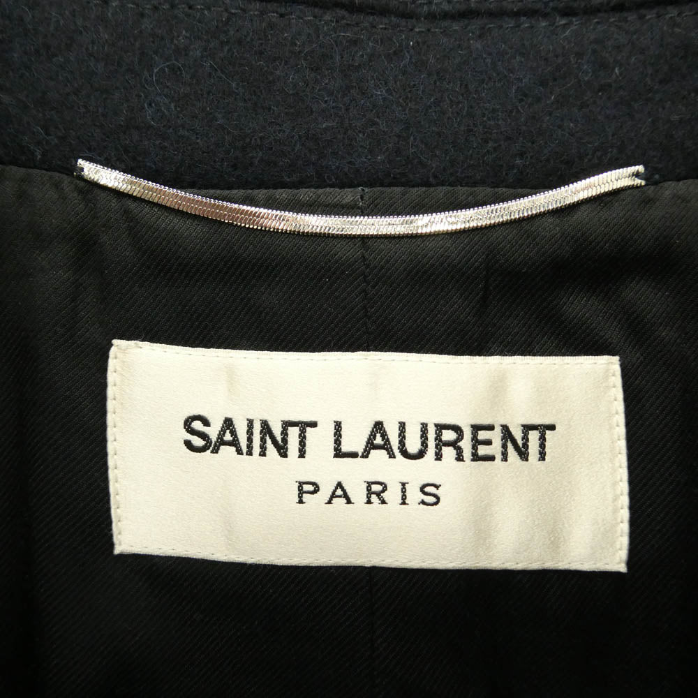 SAINT LAURENT サンローラン 343626 Y980F エディ期 WOOL PEA COAT ウール メルトン ピーコート ネイビー系 48【中古】