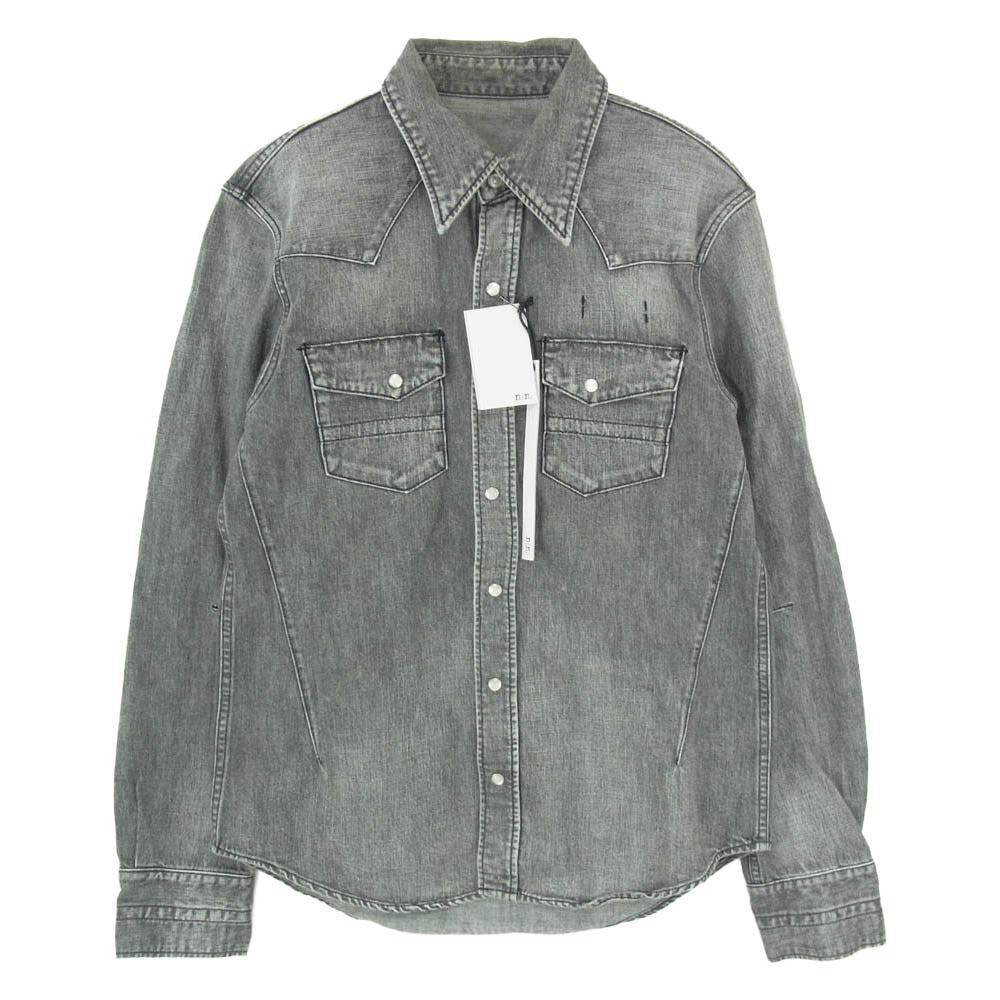 NUMBER(N)INE ナンバーナイン 10AW ウエスタン デニムシャツ グレー系 ブラック系 3【中古】