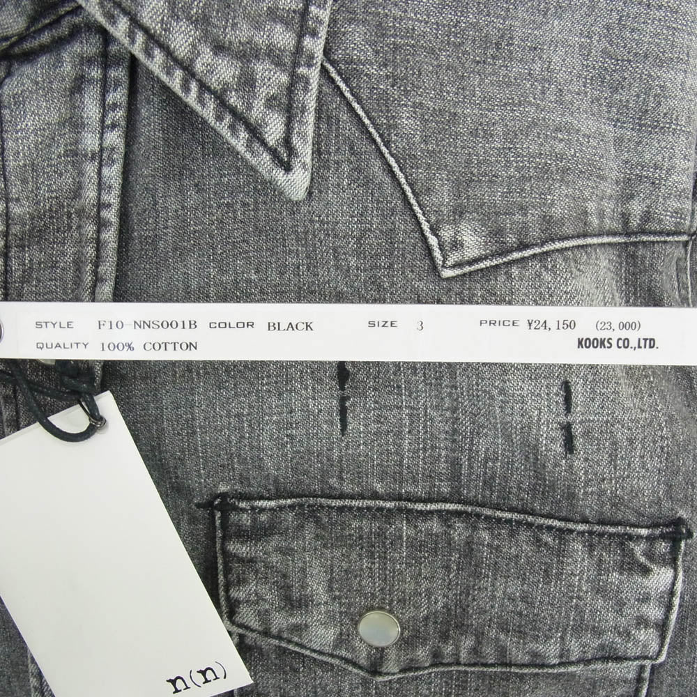 NUMBER(N)INE ナンバーナイン 10AW ウエスタン デニムシャツ グレー系 ブラック系 3【中古】