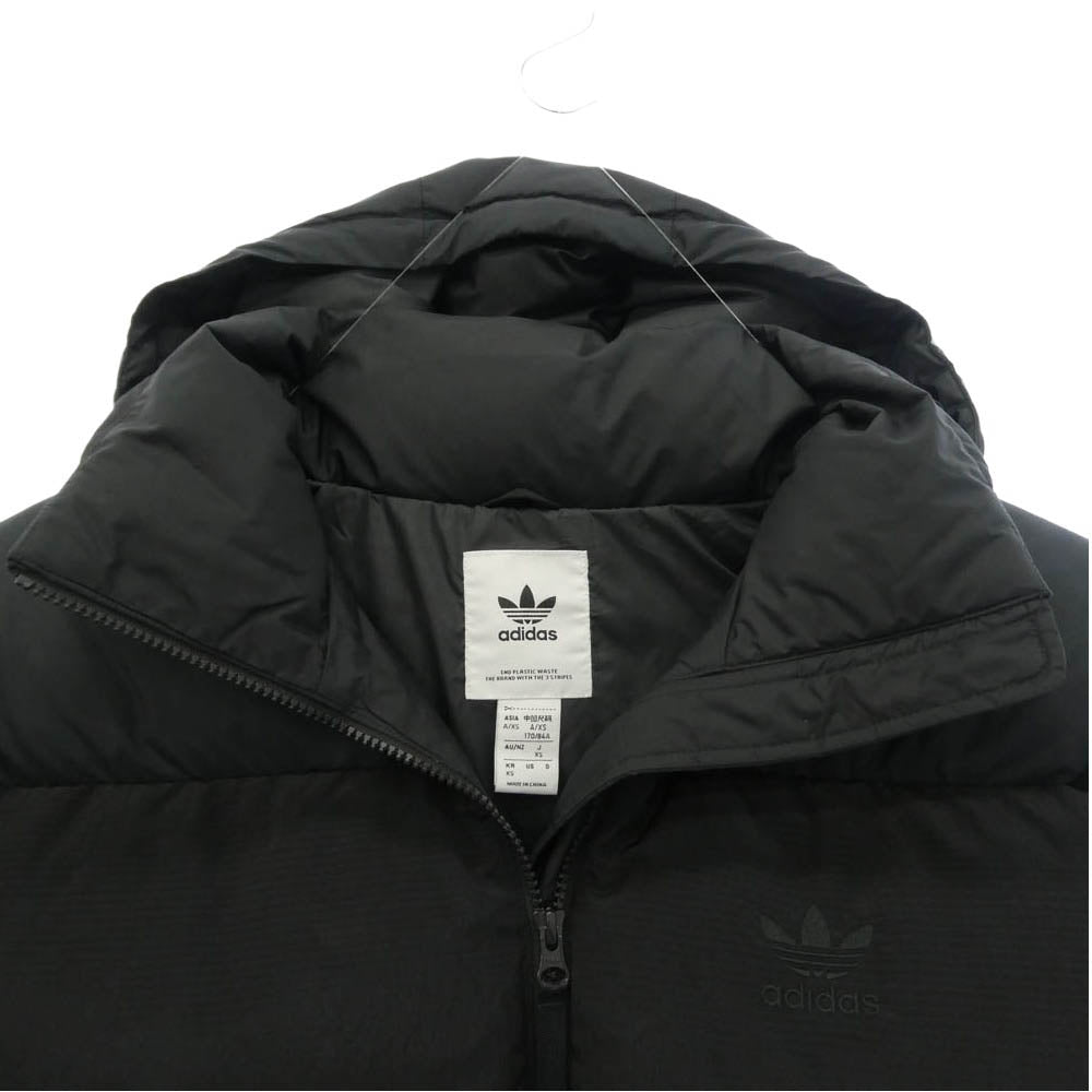 adidas アディダス IC3561 Goose Down Logo Hooded Puffer Jacket グース ロゴ フーデッド ジップアップ ダウンジャケット ブラック系 XS【中古】