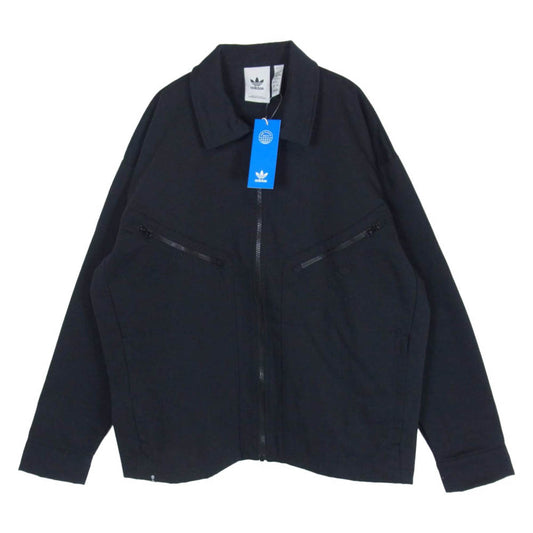 adidas アディダス HC4540 ADICOLOR TREFOIL TWILL BLOUSON トレフォイル ツイル ジップアップ ブルゾン ジャケット ブラック系 L【中古】