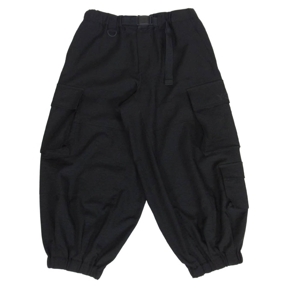 Y-3 Yohji Yamamoto ワイスリー ヨウジヤマモト 22SS HG6078 M CH1 CARGO PANTS ワイド ベルト カーゴパンツ パラシュートパンツ ブラック系 S【中古】