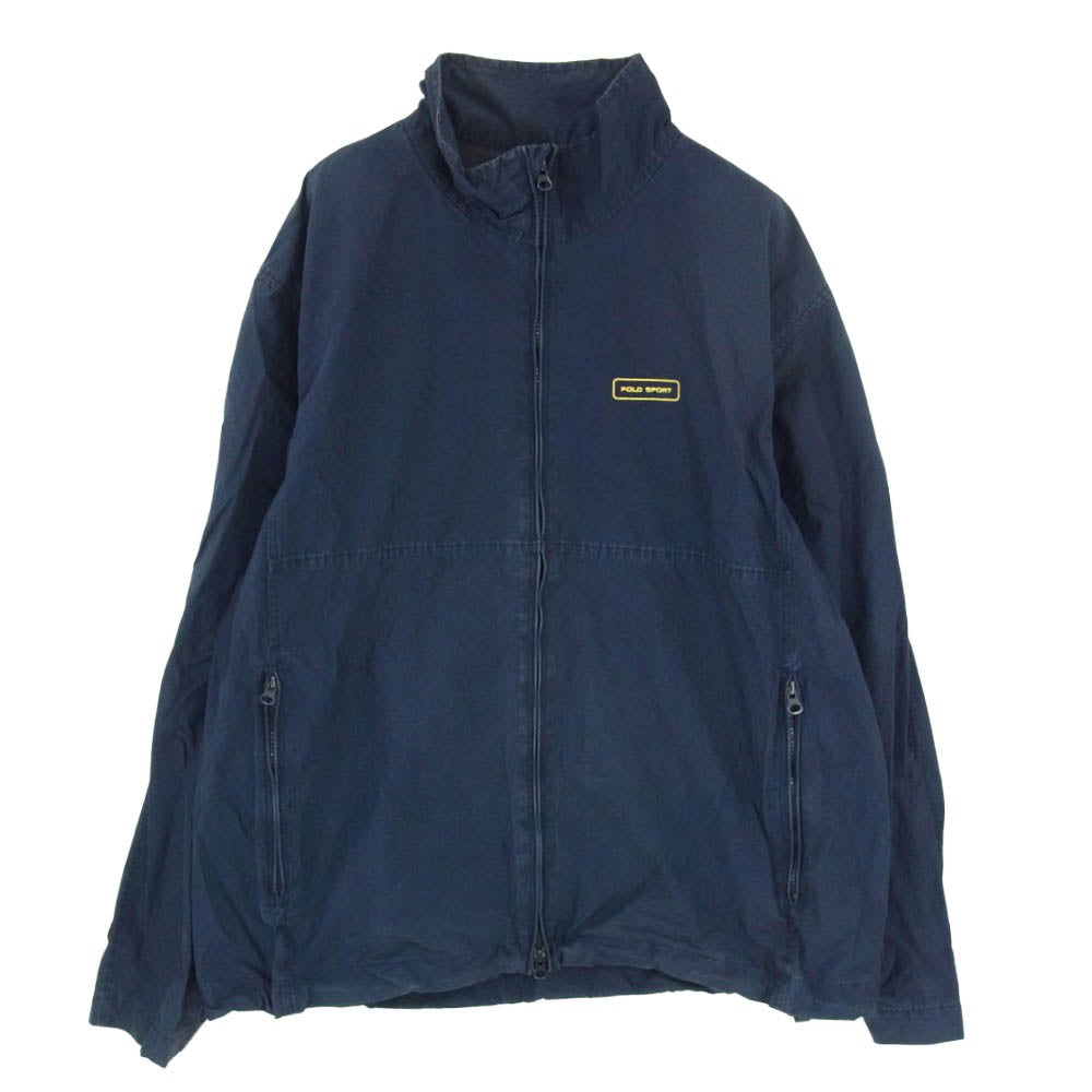 POLO RALPH LAUREN ポロ・ラルフローレン SPORT スポーツ ロゴ刺繍 ジップ コットン ナイロン ジャケット ネイビー系 XL【中古】