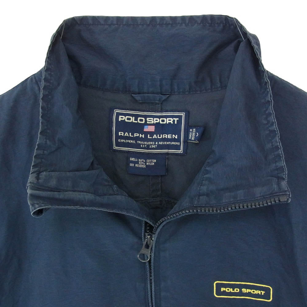 POLO RALPH LAUREN ポロ・ラルフローレン SPORT スポーツ ロゴ刺繍 ジップ コットン ナイロン ジャケット ネイビー系 XL【中古】