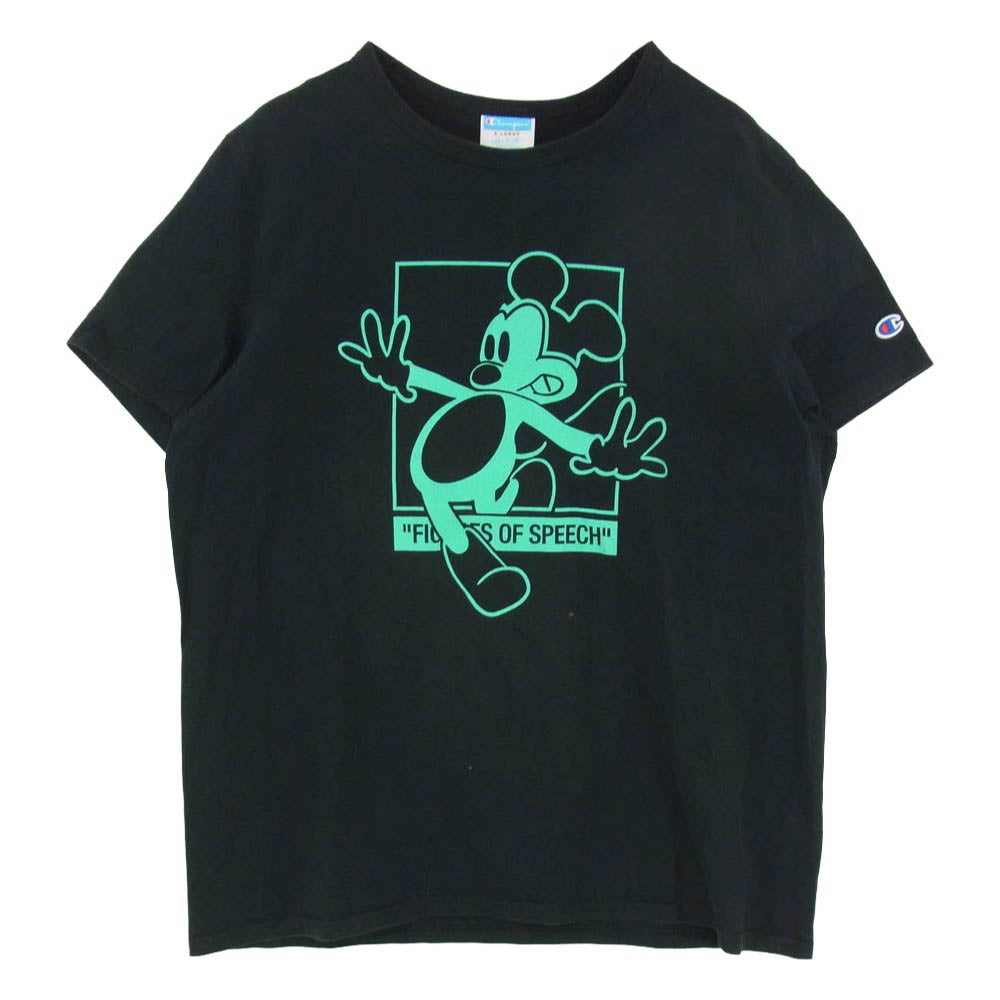 Champion チャンピオン Virgil Abloh x Disney x Brooklyn Museum Mickey Mouse Tee ヴァージル アブロー ディズニー ミッキーマウス ブルックリン ミュージアム 半袖 Tシャツ ブラック系 XL【中古】