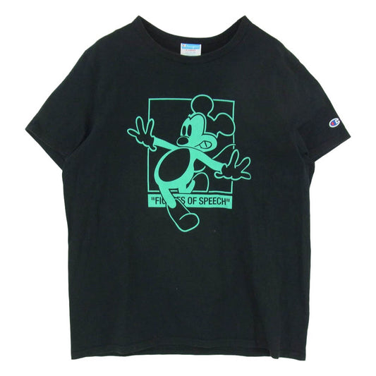 Champion チャンピオン Virgil Abloh x Disney x Brooklyn Museum Mickey Mouse Tee ヴァージル アブロー ディズニー ミッキーマウス ブルックリン ミュージアム 半袖 Tシャツ ブラック系 XL【中古】