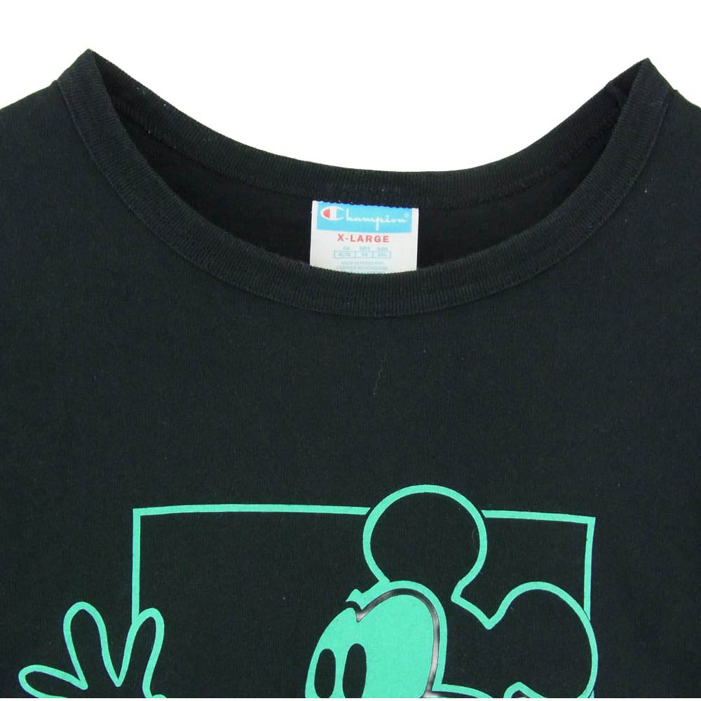 Champion チャンピオン Virgil Abloh x Disney x Brooklyn Museum Mickey Mouse Tee ヴァージル アブロー ディズニー ミッキーマウス ブルックリン ミュージアム 半袖 Tシャツ ブラック系 XL【中古】