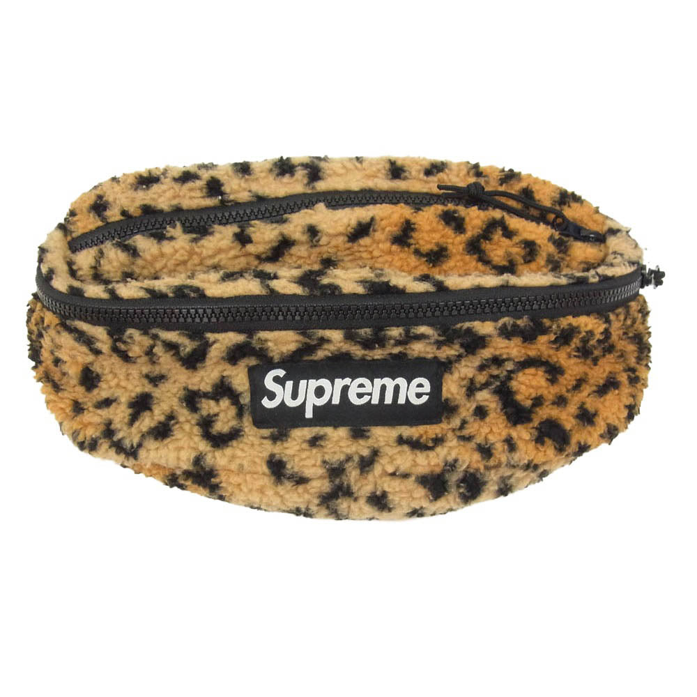 Supreme シュプリーム 17AW Leopard Fleece Waist Bag レオパード フリース ウエスト ショルダーバッグ ブラウン系 ブラック系【中古】