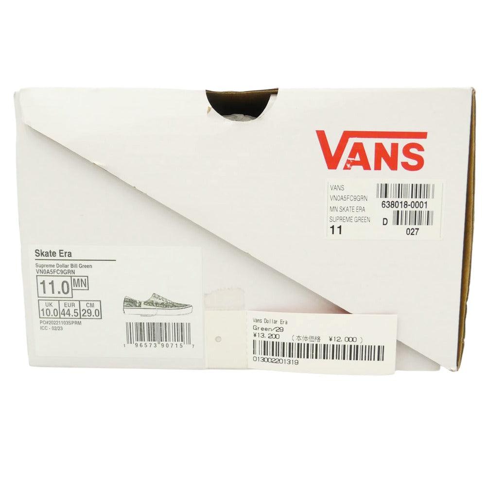 Supreme シュプリーム 23SS VN0A5FC9GRN x Vans ヴァンズ バンズ Dollar Era ダラー エラ スニーカー グリーン系 マルチカラー系 29cm【極上美品】【中古】
