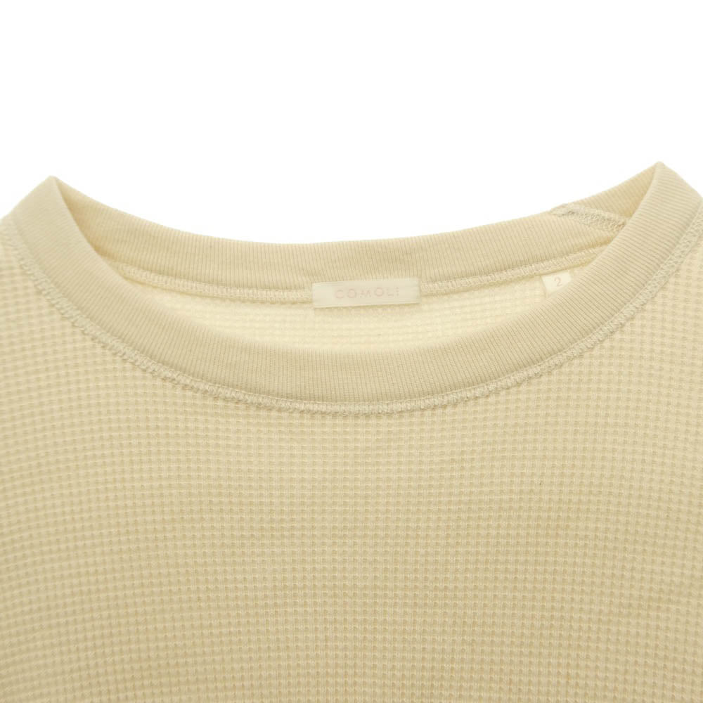 COMOLI コモリ 25AW C03-05018 コットン カシミア ワッフル 長袖 クルー Tシャツ オフホワイト系 2【中古】