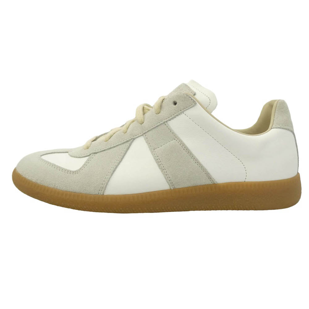 MAISON MARGIELA メゾンマルジェラ S57WS0236 REPLICA LOW TOP レプリカ ジャーマントレーナー レザー ローカットスニーカー ホワイト系 グレー系 40【中古】