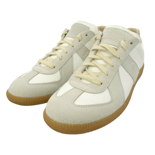 MAISON MARGIELA メゾンマルジェラ S57WS0236 REPLICA LOW TOP レプリカ ジャーマントレーナー レザー ローカットスニーカー ホワイト系 グレー系 40【中古】