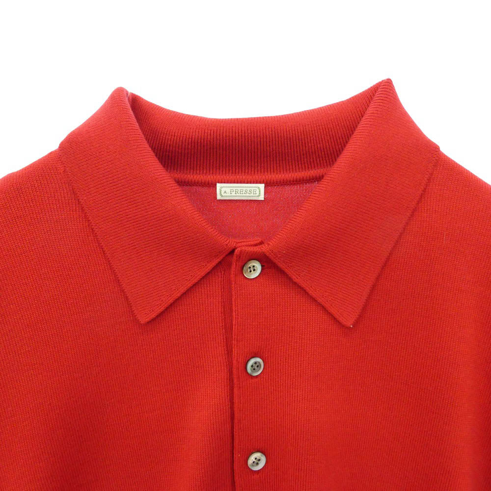 A.PRESSE アプレッセ 26AW 26AAP-03-04 Wool Knit L/S Polo Shirts ウール ニット ロングスリーブ ポロ シャツ レッド系 2【新古品】【未使用】【中古】