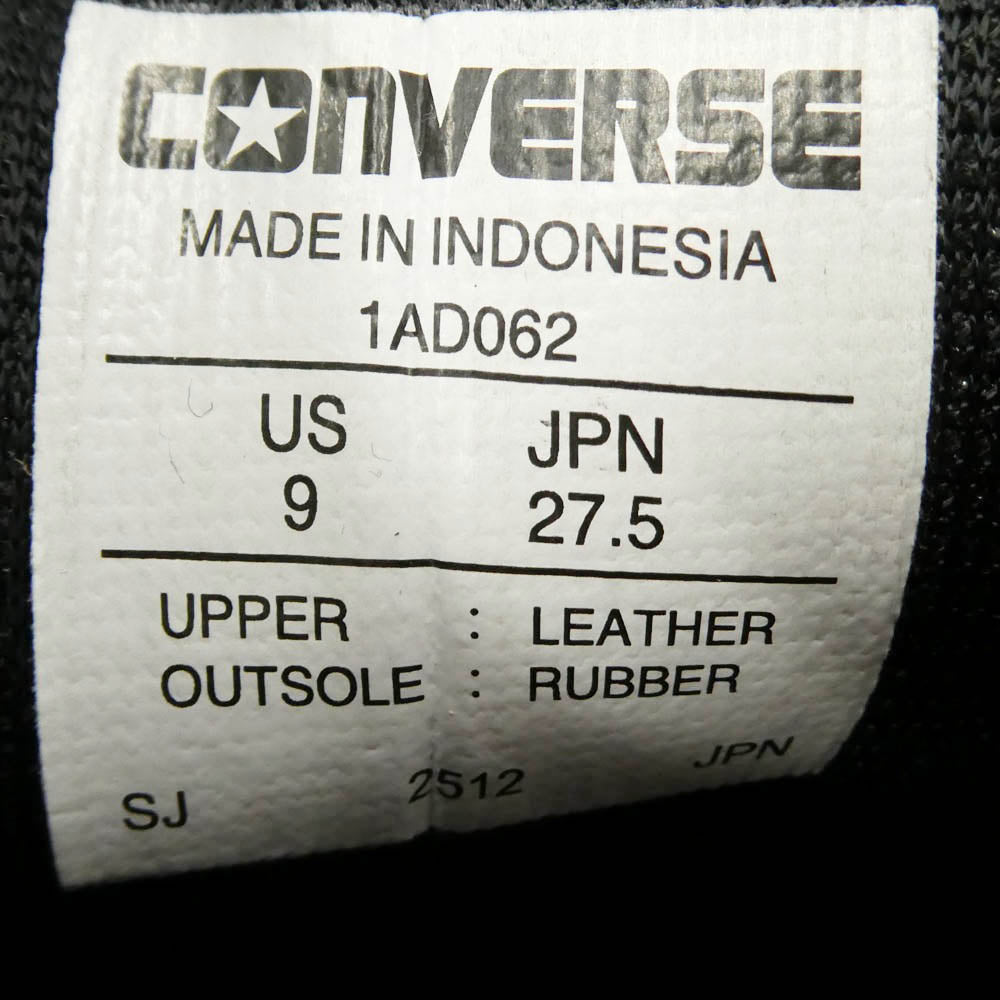 CONVERSE コンバース schott ショット 1AD062 x Schott ショット ONE STAR Z ワンスター センタージップ レザー スニーカー ブラック系 27.5cm【中古】