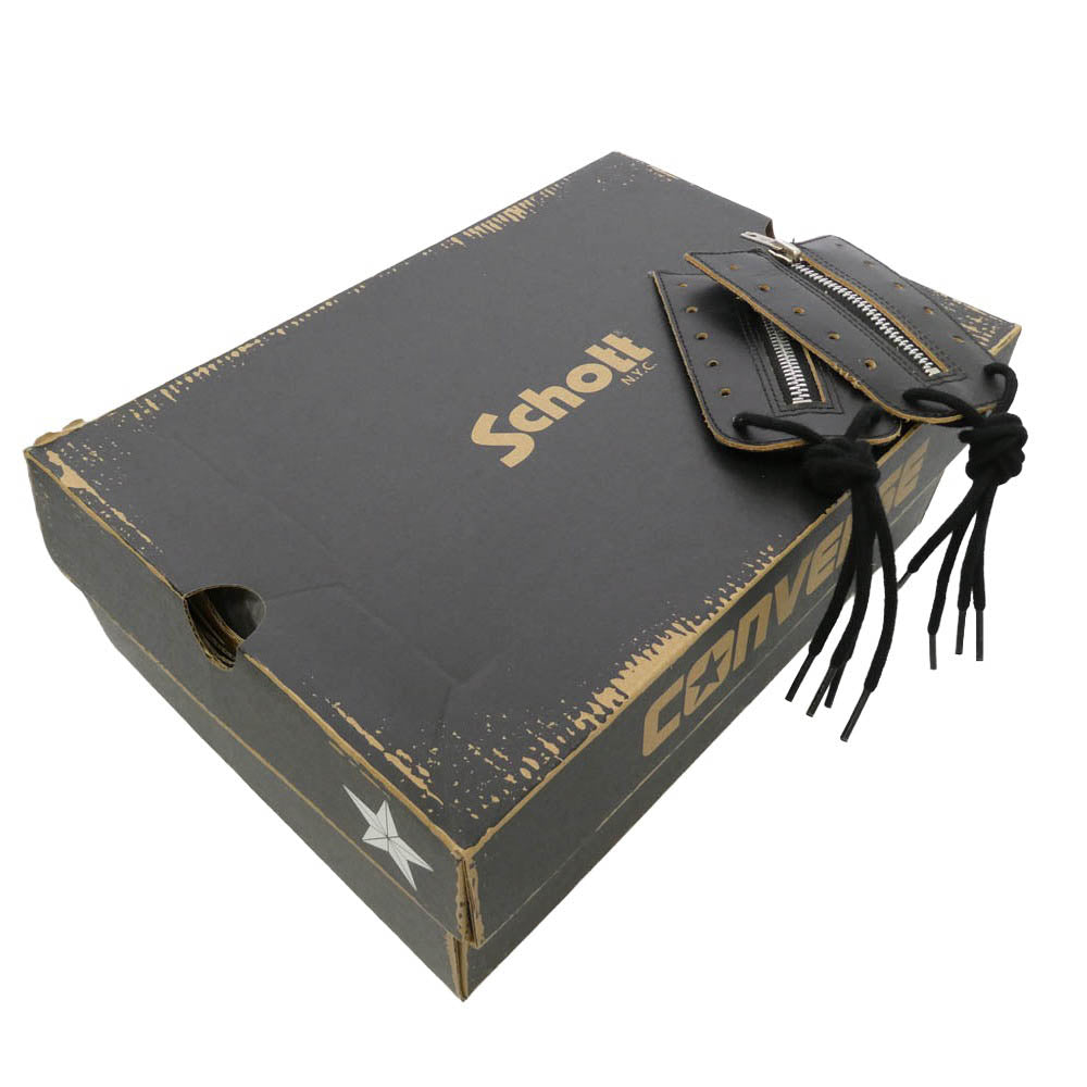 CONVERSE コンバース schott ショット 1AD062 x Schott ショット ONE STAR Z ワンスター センタージップ レザー スニーカー ブラック系 27.5cm【中古】