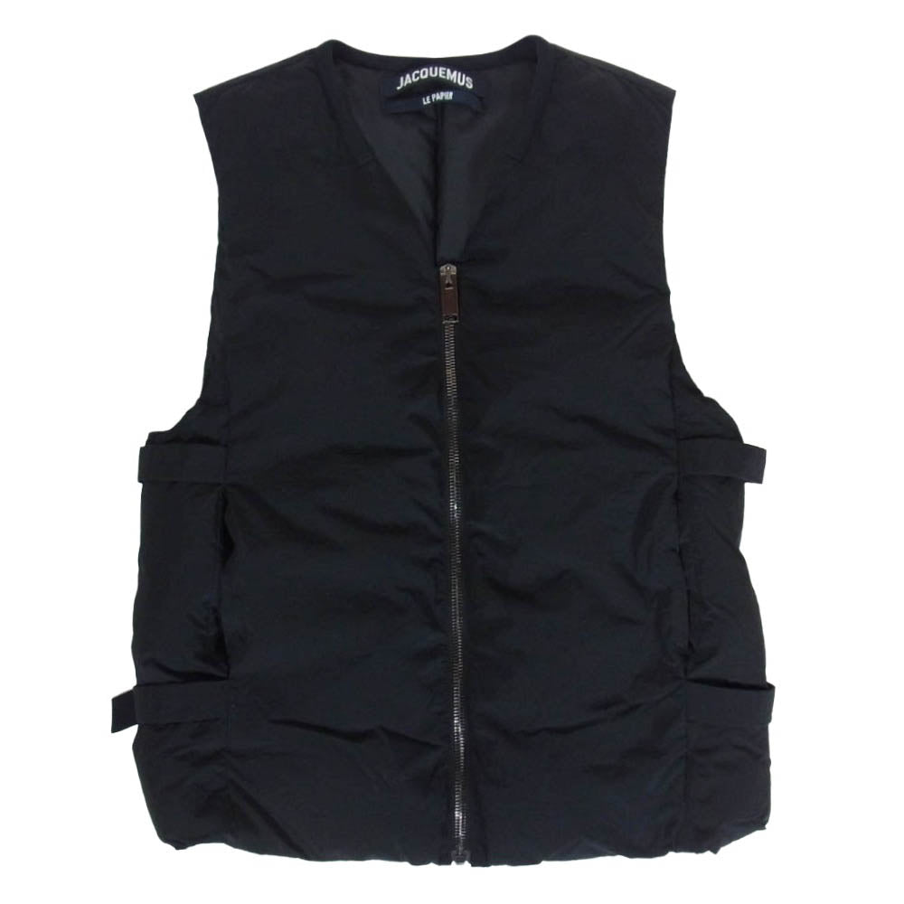 ジャックムス LE GILET CAROZZU ジップアップ ナイロン 中綿 ベスト ブラック系 46【中古】