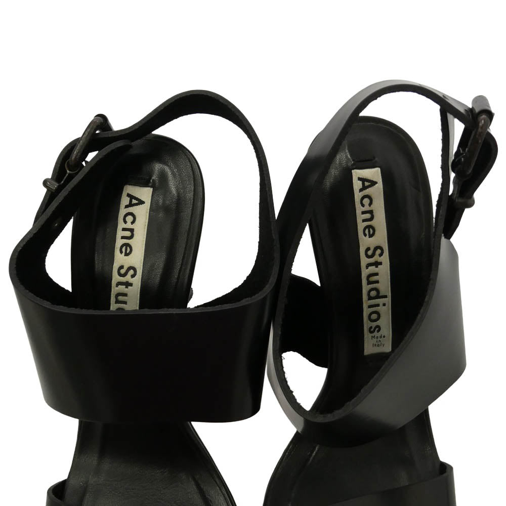 ACNE STUDIOS アクネストゥディオズ レザー ベルト ヒール サンダル ブラック系 38【中古】