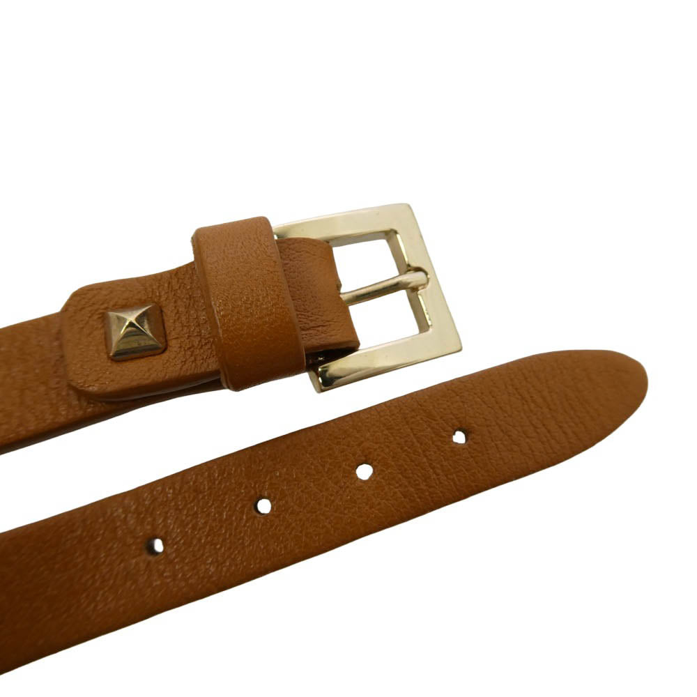 VALENTINO ヴァレンティノ ロックスタッズ レザー ブレスレット ブラウン系【中古】