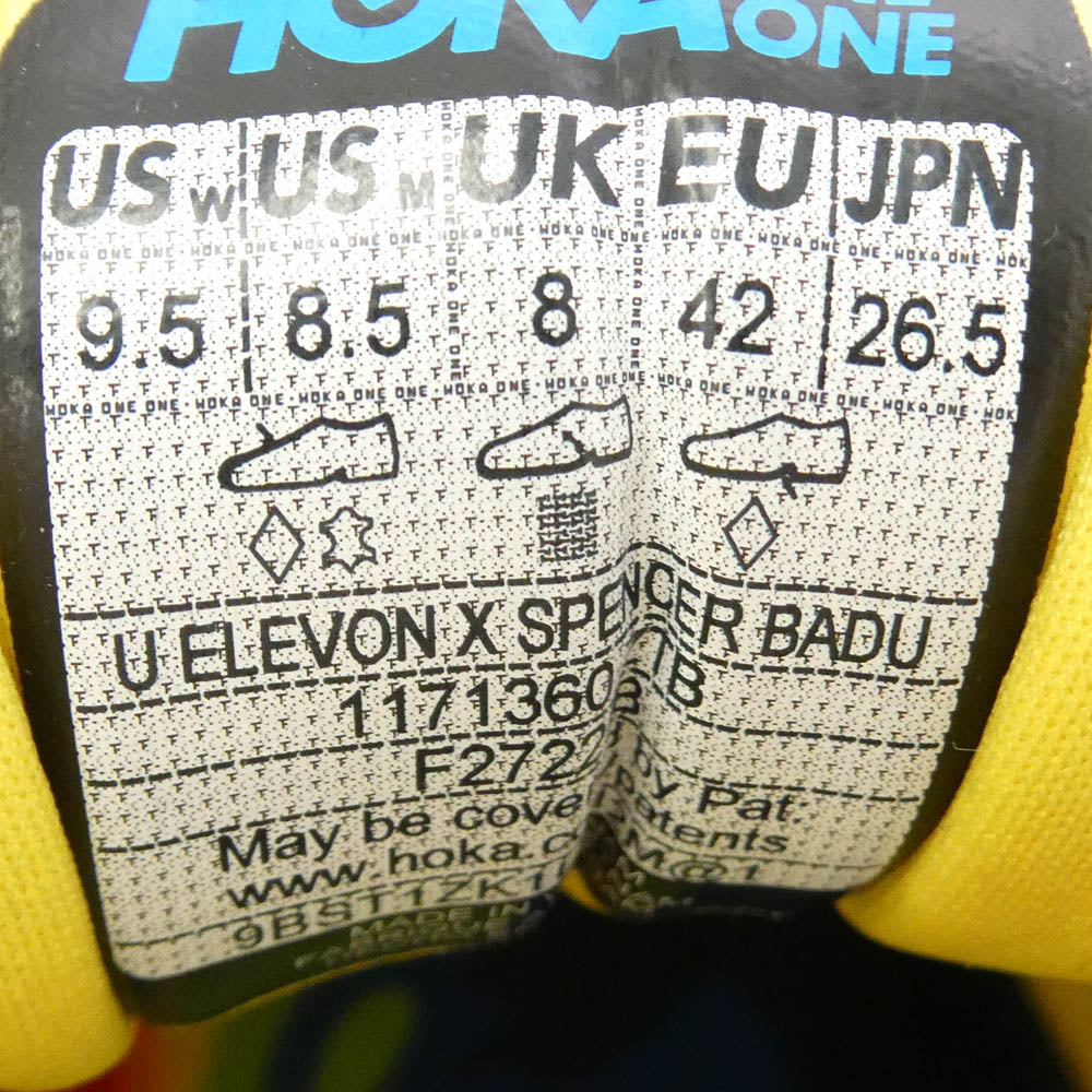 HOKA ONE ONE ホカ オネオネ 1171360-ZTB × Spencer Badu スペンサー バドゥ ELEVON X エレヴォン ローカット スニーカー ブラック系 イエロー系 26.5cm【中古】