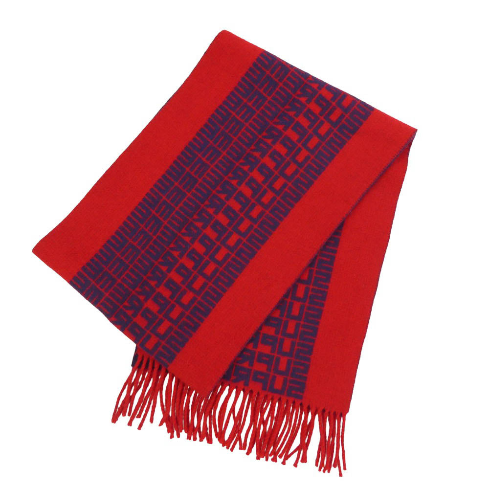 Supreme シュプリーム 18AW Logo Repeat Wool Scarf ロゴ マフラー レッド系 ブルー系【中古】