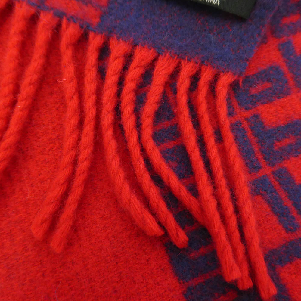Supreme シュプリーム 18AW Logo Repeat Wool Scarf ロゴ マフラー レッド系 ブルー系【中古】