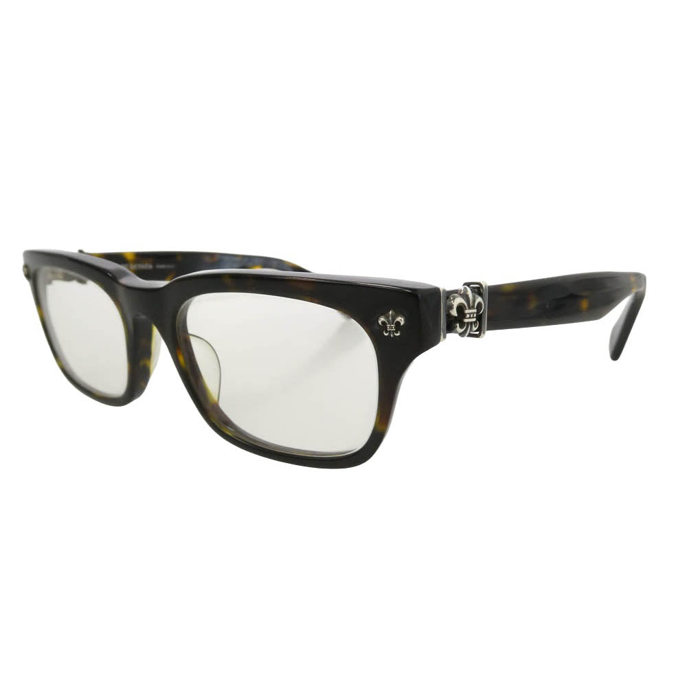 CHROME HEARTS クロムハーツ（原本無） GITTIN ANY?-A フレアテンプル ウェリントン 眼鏡 アイウェア ブラック系 ブラウン系 52□19-145【中古】