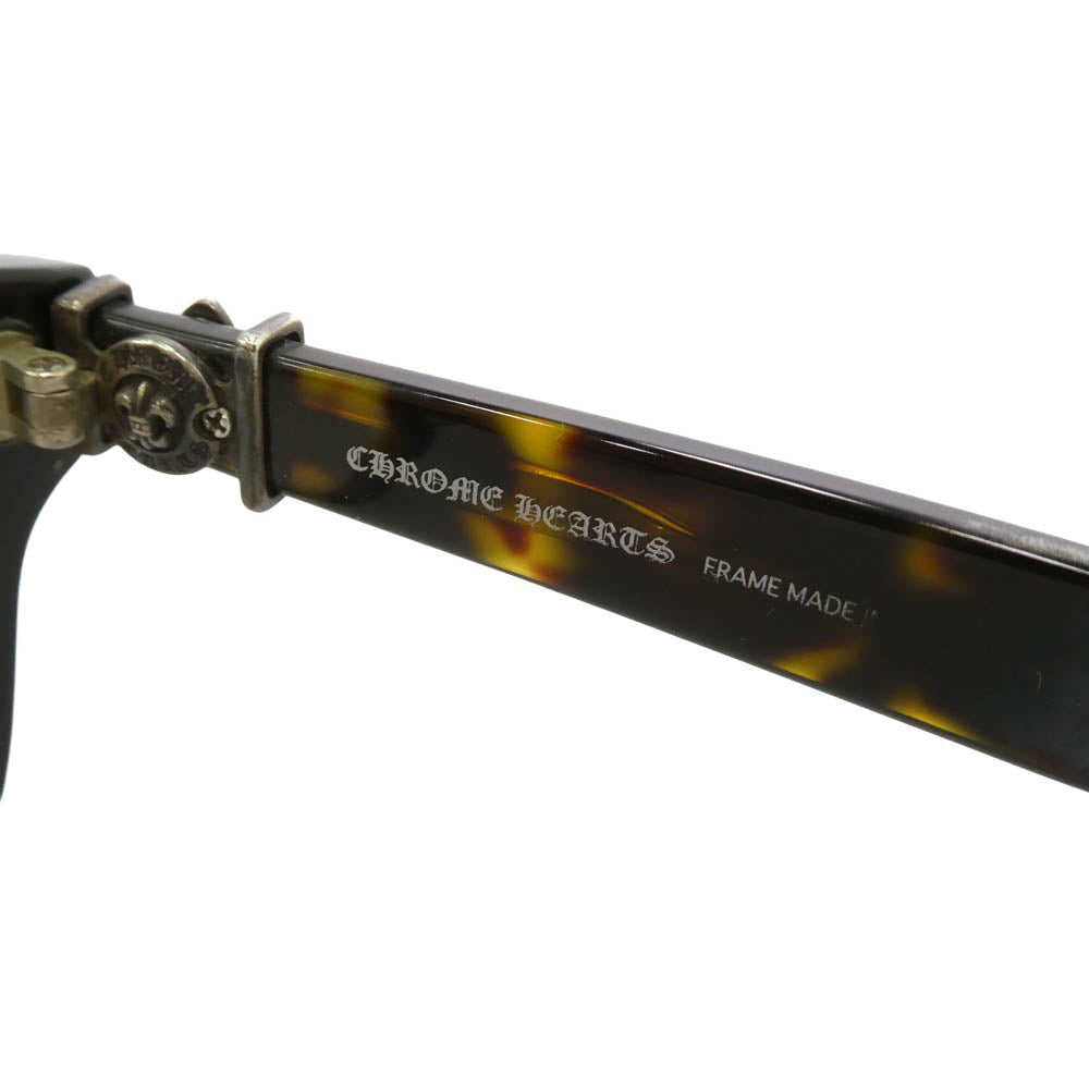 CHROME HEARTS クロムハーツ（原本無） GITTIN ANY?-A フレアテンプル ウェリントン 眼鏡 アイウェア ブラック系 ブラウン系 52□19-145【中古】