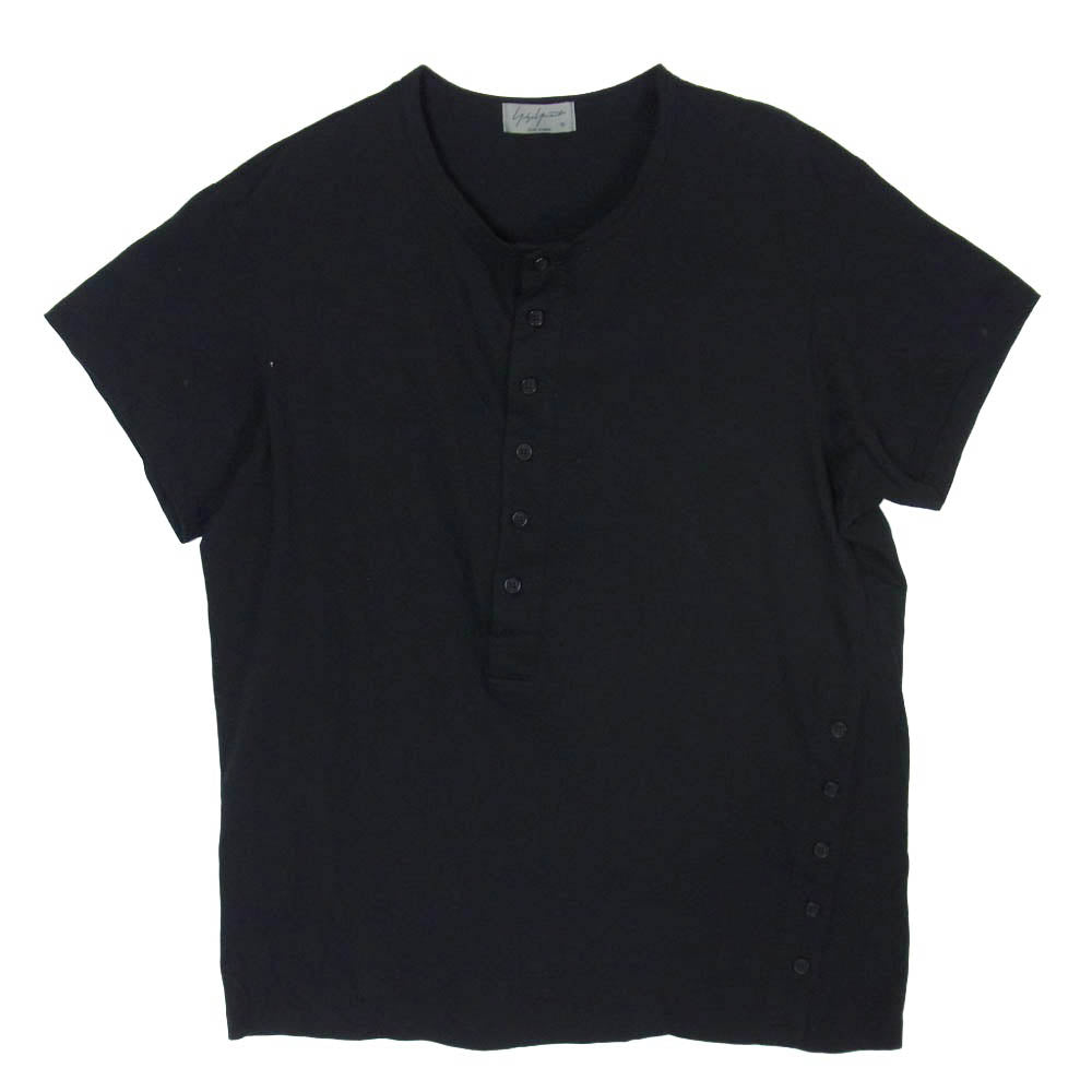 Yohji Yamamoto POUR HOMME ヨウジヤマモトプールオム 20SS HN-T30-876 コーマ 天竺 変形 半袖ヘンリーネック Tシャツ 半袖 カットソー ブラック系 3【中古】