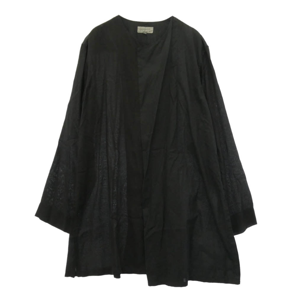 Yohji Yamamoto POUR HOMME ヨウジヤマモトプールオム 18SS HW-B06-800 Left Front Double Switching Shirt ノーカラー レフト フロント ダブルスイッチング ロング 長袖 シャツ ブラック系 2【中古】