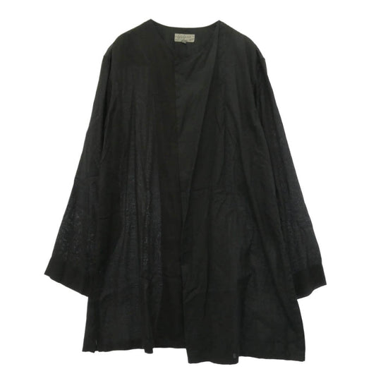 Yohji Yamamoto POUR HOMME ヨウジヤマモトプールオム 18SS HW-B06-800 Left Front Double Switching Shirt ノーカラー レフト フロント ダブルスイッチング ロング 長袖 シャツ ブラック系 2【中古】