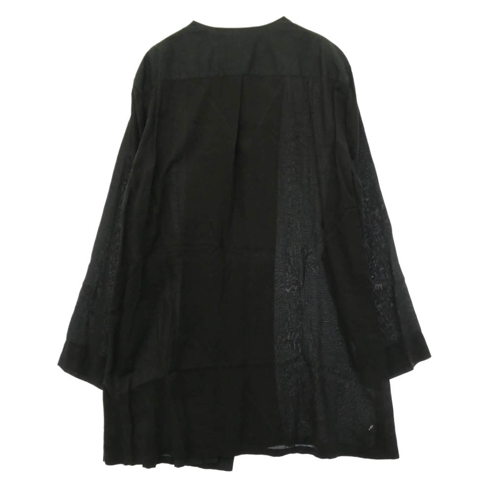 Yohji Yamamoto POUR HOMME ヨウジヤマモトプールオム 18SS HW-B06-800 Left Front Double Switching Shirt ノーカラー レフト フロント ダブルスイッチング ロング 長袖 シャツ ブラック系 2【中古】