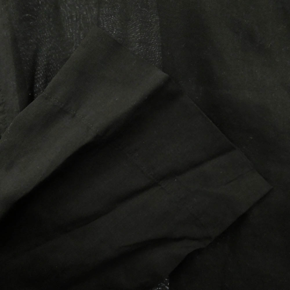 Yohji Yamamoto POUR HOMME ヨウジヤマモトプールオム 18SS HW-B06-800 Left Front Double Switching Shirt ノーカラー レフト フロント ダブルスイッチング ロング 長袖 シャツ ブラック系 2【中古】