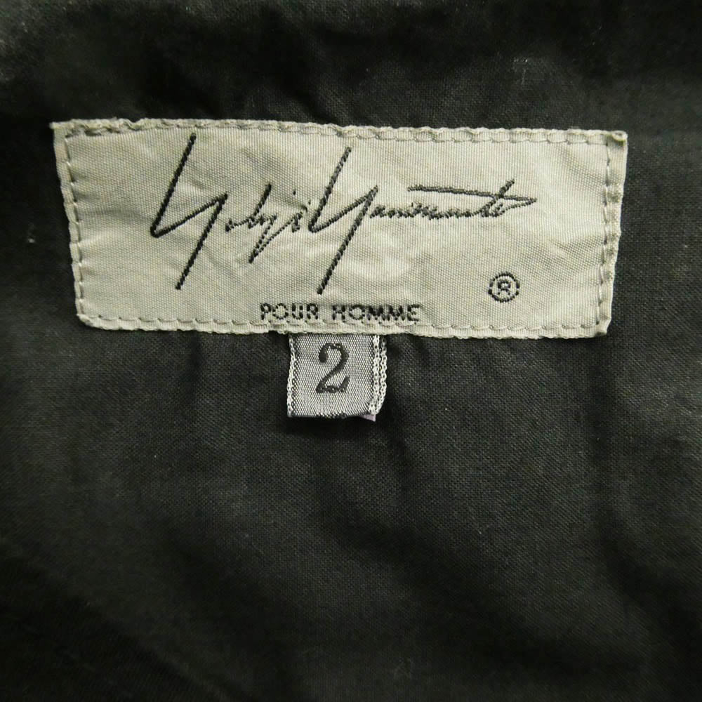 Yohji Yamamoto POUR HOMME ヨウジヤマモトプールオム 18SS HW-B06-800 Left Front Double Switching Shirt ノーカラー レフト フロント ダブルスイッチング ロング 長袖 シャツ ブラック系 2【中古】