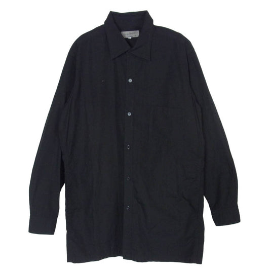 Yohji Yamamoto POUR HOMME ヨウジヤマモトプールオム 18SS HW-B02-001 M 後あき 還縫い ロング 長袖 シャツ ブラック系 2【中古】